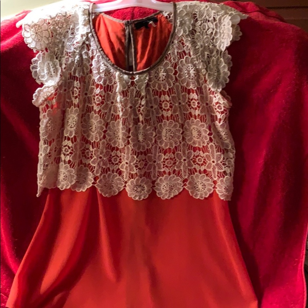 RYU Lace and sheer Orange Blouse!
